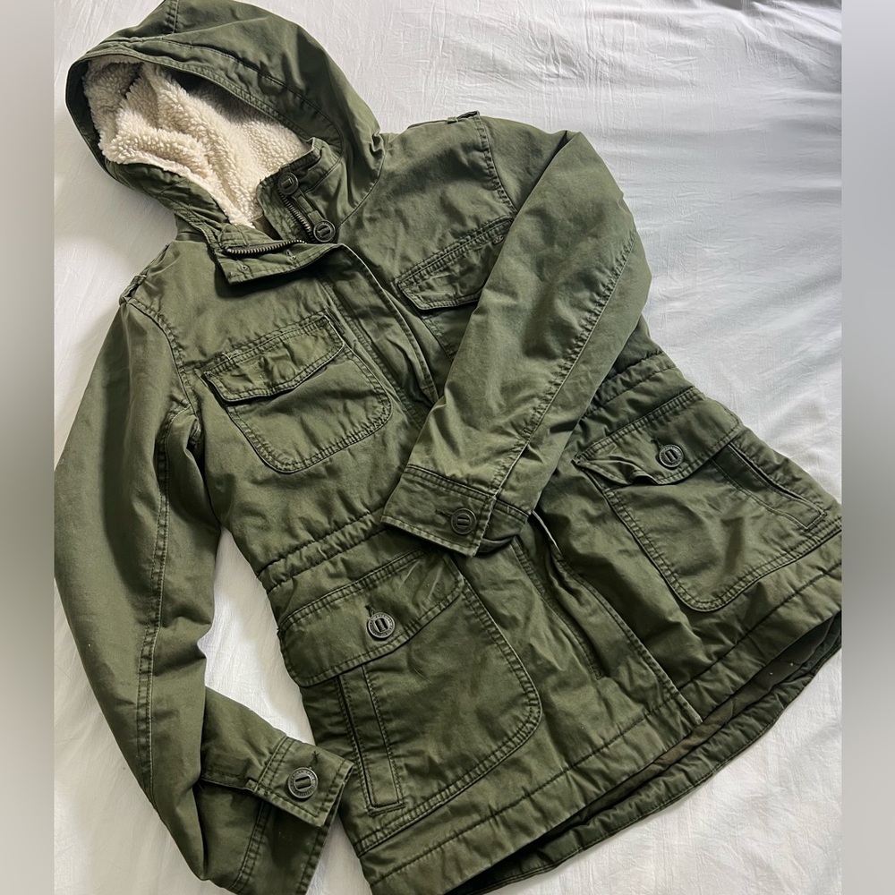 American Eagle - Utility Jacket with Sherpa Lined Hood